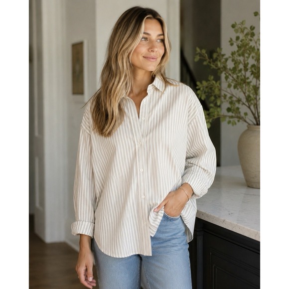 Tuckernuck Tops - Tuckernuck Striped Button Down Shirt Oversized Small Quiet Luxury Boyfriend